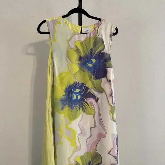MISA Los Angele Satin Sleeveless Floral Print  Sylvie Dress (Sz: M / RTL: $410) - Picture 4 of 12